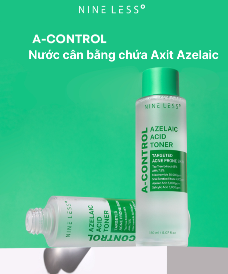 Nước cân bằng chứa Axit Azelaic NINELESS - A- CONTROL ACID AZELAIC ACID TONER 150ML